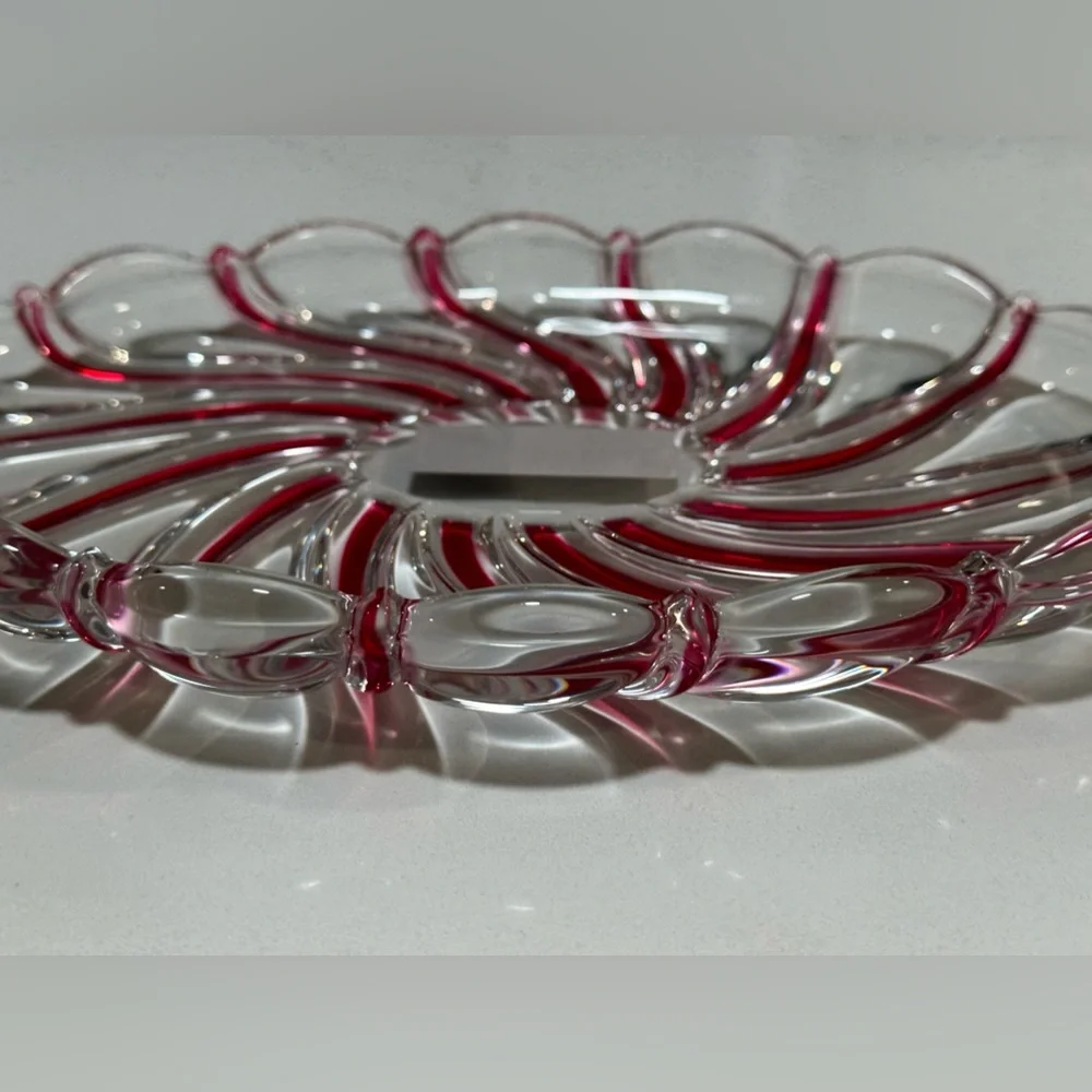 Vintage Mikasa Peppermint Red Swirl Candy Dish 9 1/2